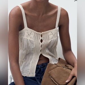 Mango cotton / crochet cami top